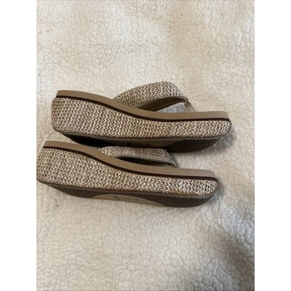 Womens Volatile Island Platform Wedge Flip-Flop Sandals Natural Color Tan Sz 9 - Picture 7 of 11